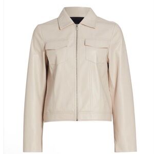 Elie Tahari Nappa Vegan Leather Zip Jacket in Zinc